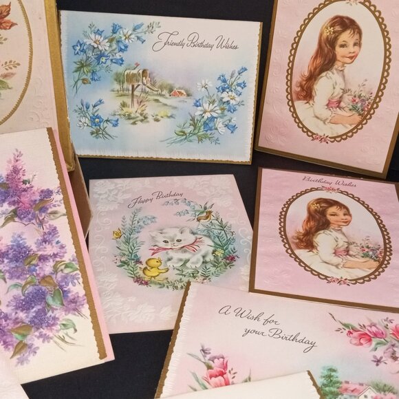 Lot '40s/'50s Era Assorted Greeting Cards-Never Used-67 Pieces + Boxes - Picture 14 of 15